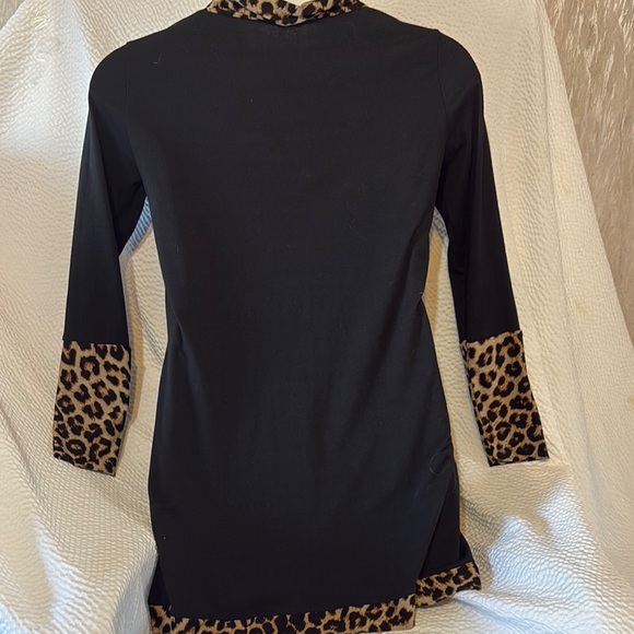Lucky Brand Black and Leopard Print Tunic - Picture 3 of 6